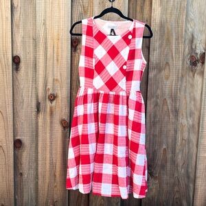 Frock Shop Retro Style Red & White Plaid Sleeveless Fit & Flare Dress Size Small